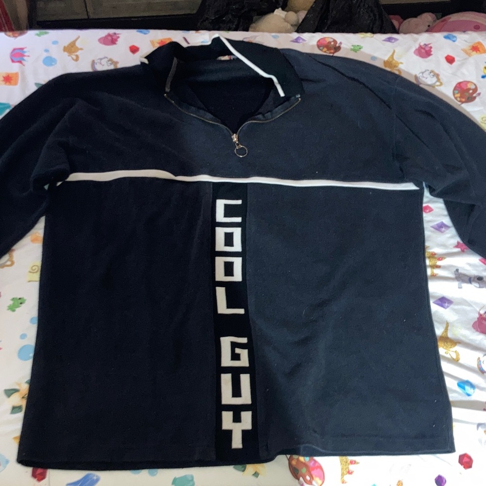 Black Pullover with White 'Cool Guy' Text